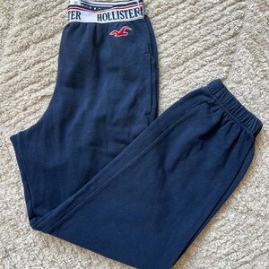 Hollister Navy Blue Joggers with Logo Waistband